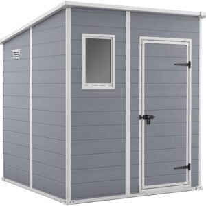 6 x 6 ft Garden Storage Shed, Single Door, Window & Heavy-Duty Floor Panel