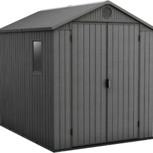 6 x 8 ft Double-Wall Resin Garden Shed, French Doors, Window & Floor Panel
