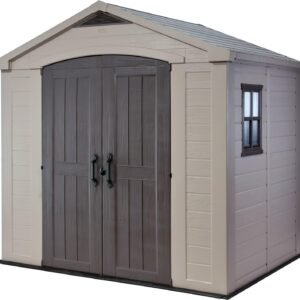 8 x 6 ft Steel-Reinforced Resin Garden Shed, Double Doors, Skylight & Window